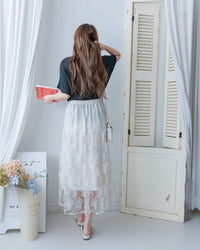 Floral Branch Skirt 浪漫鏤空刺繡層次薄紗傘裙/SK8949