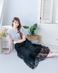 Floral Branch Skirt 浪漫鏤空刺繡層次薄紗傘裙/SK8949