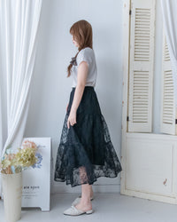 Floral Branch Skirt 浪漫鏤空刺繡層次薄紗傘裙/SK8949