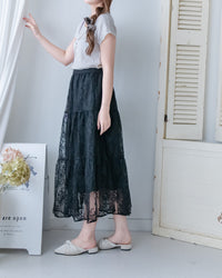 Floral Branch Skirt 浪漫鏤空刺繡層次薄紗傘裙/SK8949