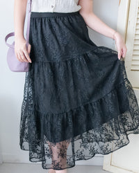 Floral Branch Skirt 浪漫鏤空刺繡層次薄紗傘裙/SK8949