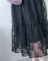 Floral Branch Skirt 浪漫鏤空刺繡層次薄紗傘裙/SK8949