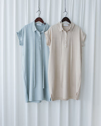 [intent label/intent製 ] Morandi Shirt Dress 十字暗紋莫蘭迪色系細領口袋連衣裙/ DSA8007