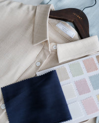 [intent label/intent製 ] Morandi Shirt Dress 十字暗紋莫蘭迪色系細領口袋連衣裙/ DSA8007