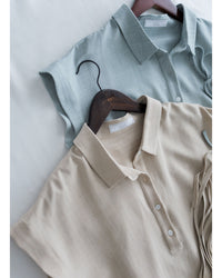 [intent label/intent製 ] Morandi Shirt Dress 十字暗紋莫蘭迪色系細領口袋連衣裙/ DSA8007