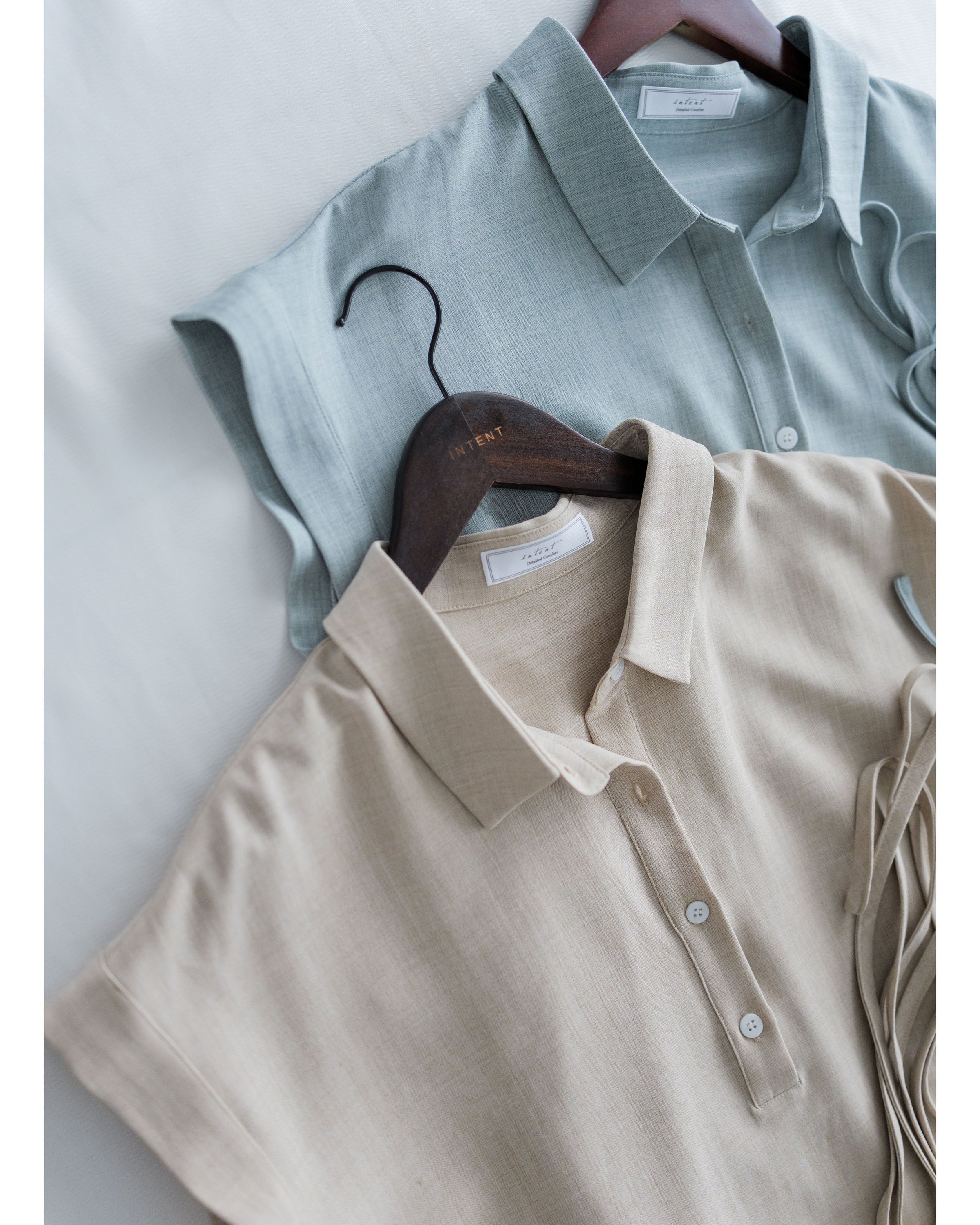 [intent label/intent製 ] Morandi Shirt Dress 十字暗紋莫蘭迪色系細領口袋連衣裙/ DSA8007