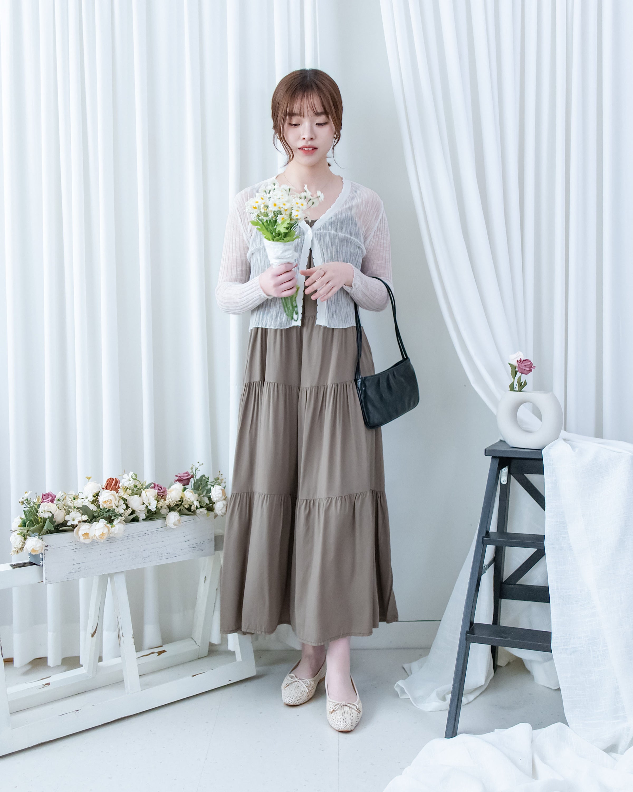 Layered Breeze Set 花邊防皺外套層次吊帶傘裙套裝/SE8119