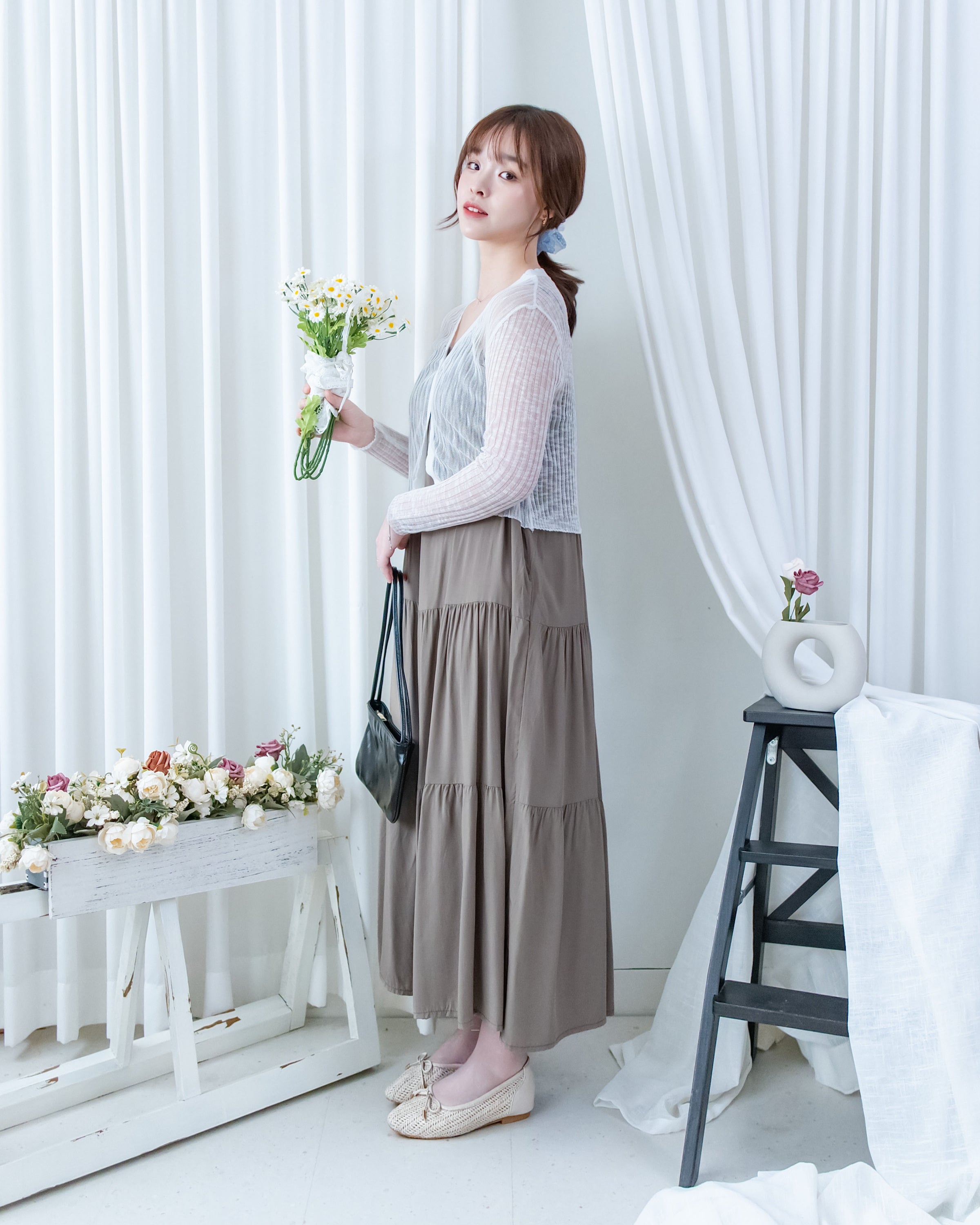 Layered Breeze Set 花邊防皺外套層次吊帶傘裙套裝/SE8119