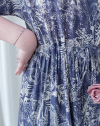 Porcelain Shirt Dress 無領陶瓷植物花印花恤衫連衣裙/DS1166 (Pre-order white)