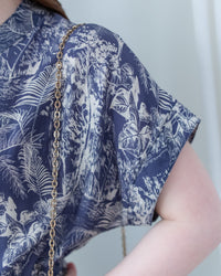 Porcelain Shirt Dress 無領陶瓷植物花印花恤衫連衣裙/DS1166 (Pre-order white)