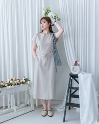 Sophie Dress 無肩線翻褶袖口彈性抽繩連身裙/DS1157