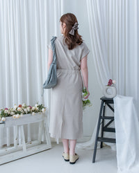 Sophie Dress 無肩線翻褶袖口彈性抽繩連身裙/DS1157