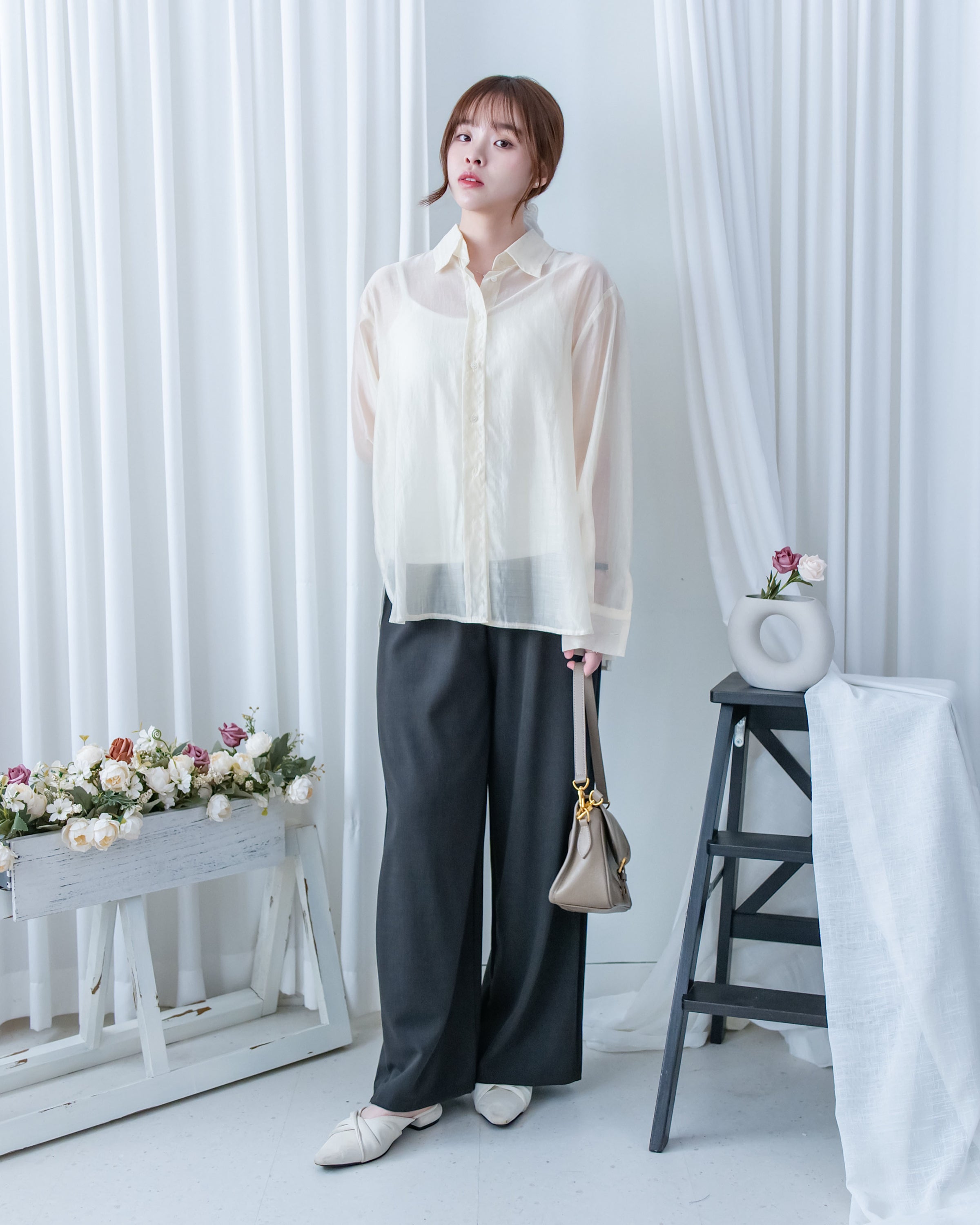 Airy Shirt 夏日微透光澤果凍感襯衫/BU9151