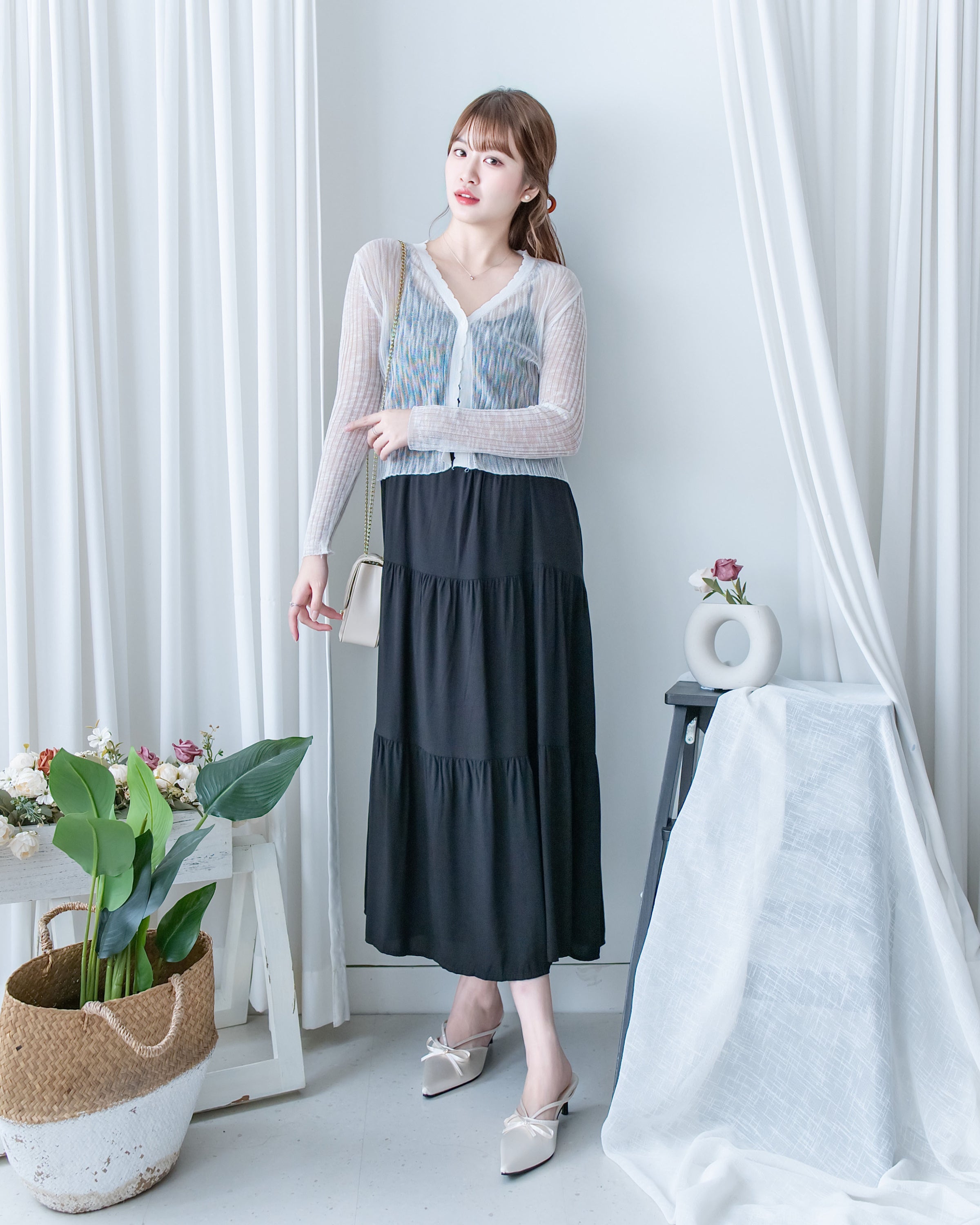 Layered Breeze Set 花邊防皺外套層次吊帶傘裙套裝/SE8119