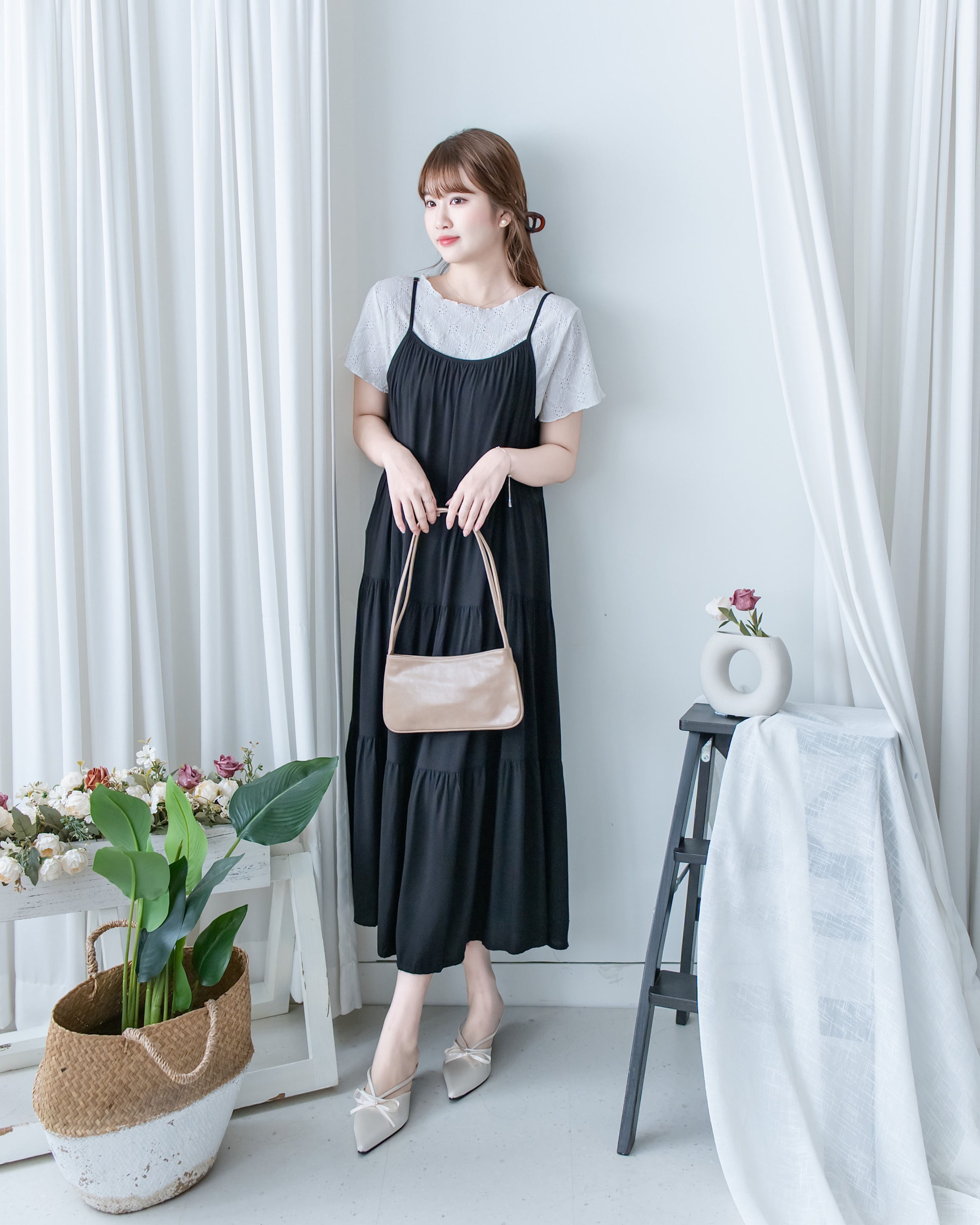 Layered Breeze Set 花邊防皺外套層次吊帶傘裙套裝/SE8119