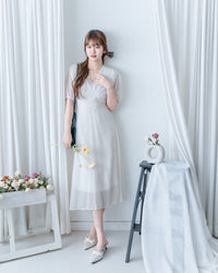 French Dot Wrap Dress 法式點點雪紡繫帶 V 領連身裙/DS1165