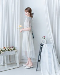 French Dot Wrap Dress 法式點點雪紡繫帶 V 領連身裙/DS1165