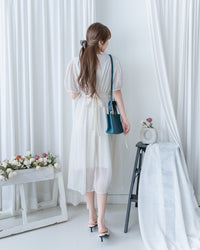 French Dot Wrap Dress 法式點點雪紡繫帶 V 領連身裙/DS1165