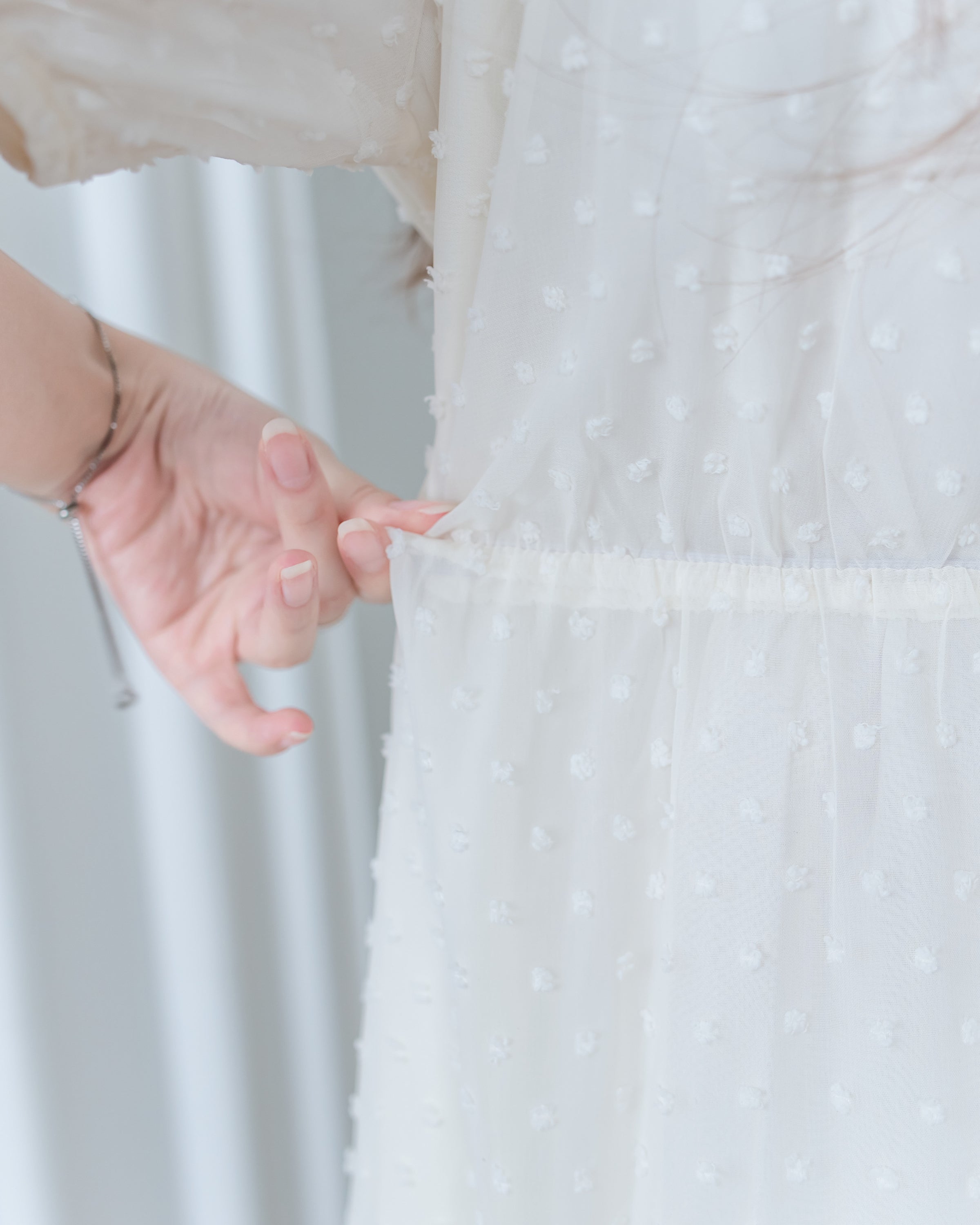 French Dot Wrap Dress 法式點點雪紡繫帶 V 領連身裙/DS1165