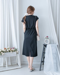 Sophie Dress 無肩線翻褶袖口彈性抽繩連身裙/DS1157