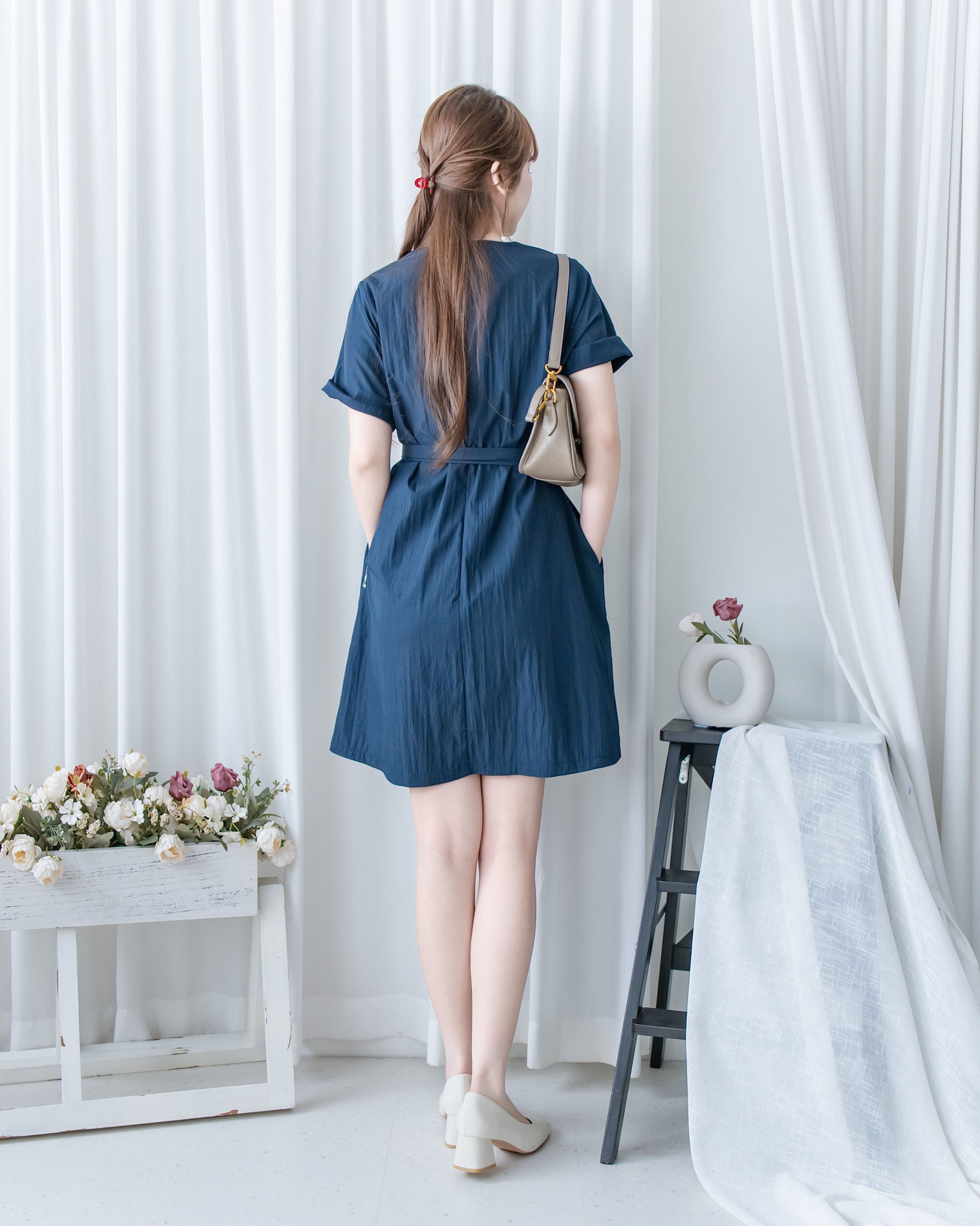 Alice Dress 隨性蝴蝶修腰口袋膝上連衣裙/DS1154
