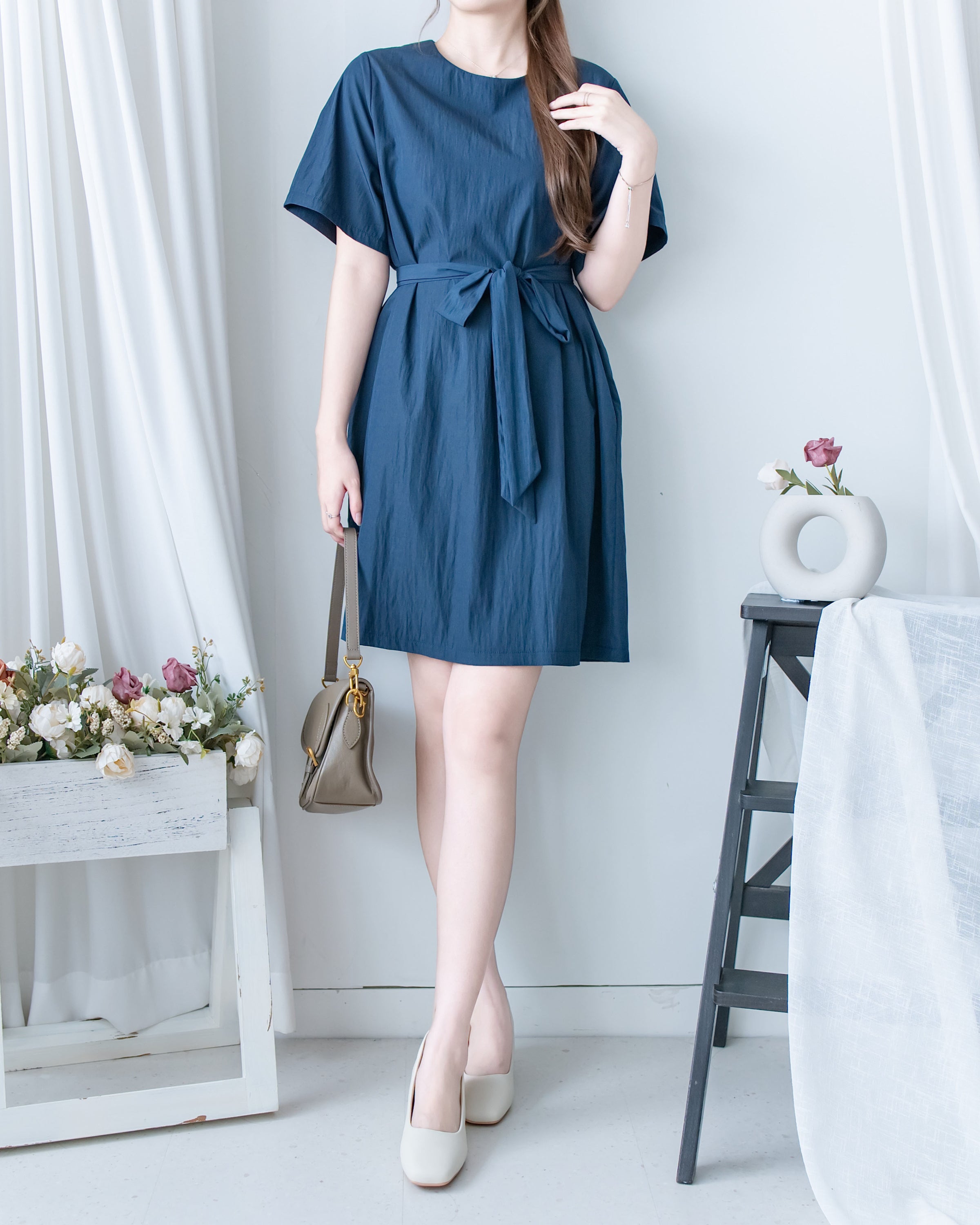 Alice Dress 隨性蝴蝶修腰口袋膝上連衣裙/DS1154
