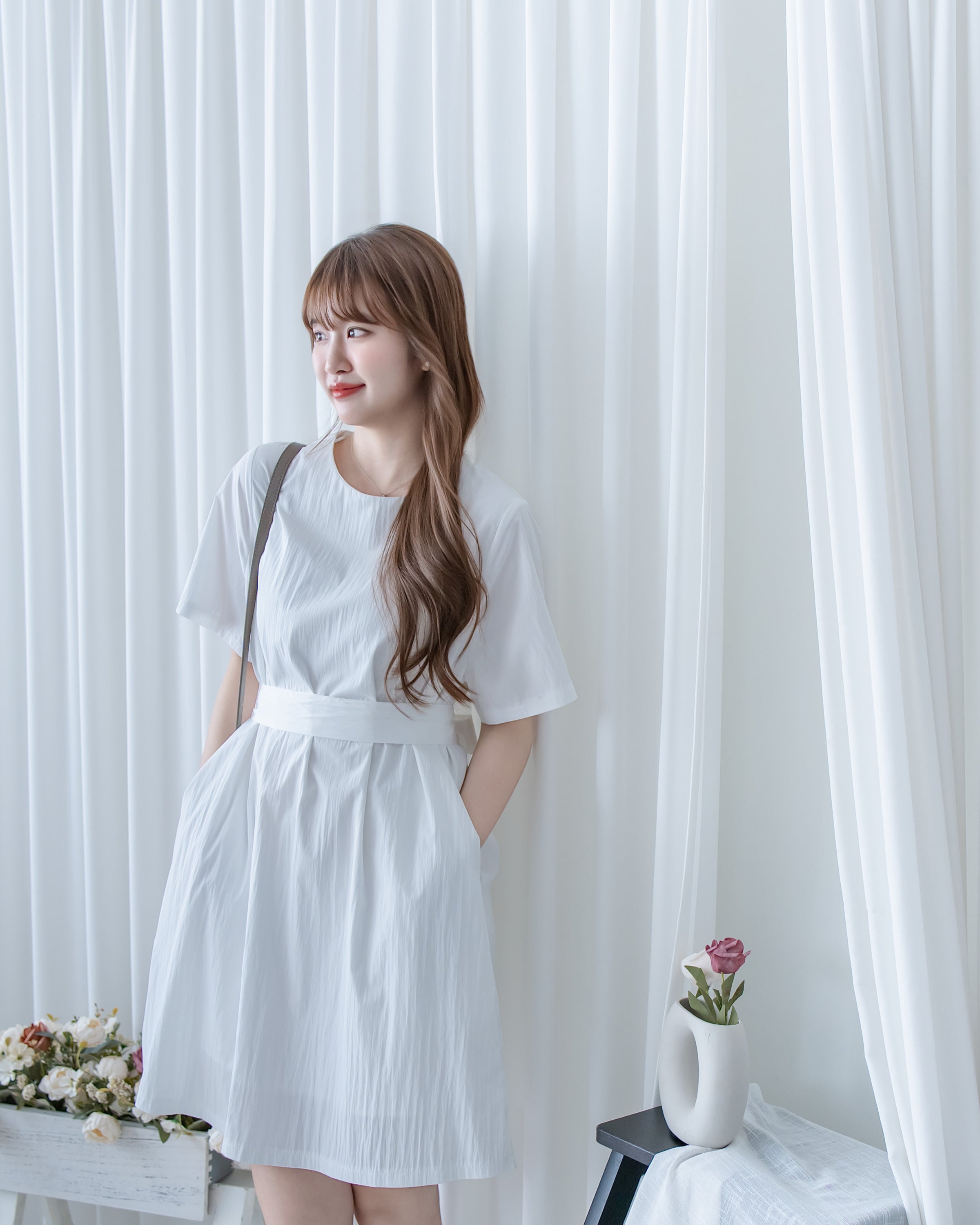 Alice Dress 隨性蝴蝶修腰口袋膝上連衣裙/DS1154