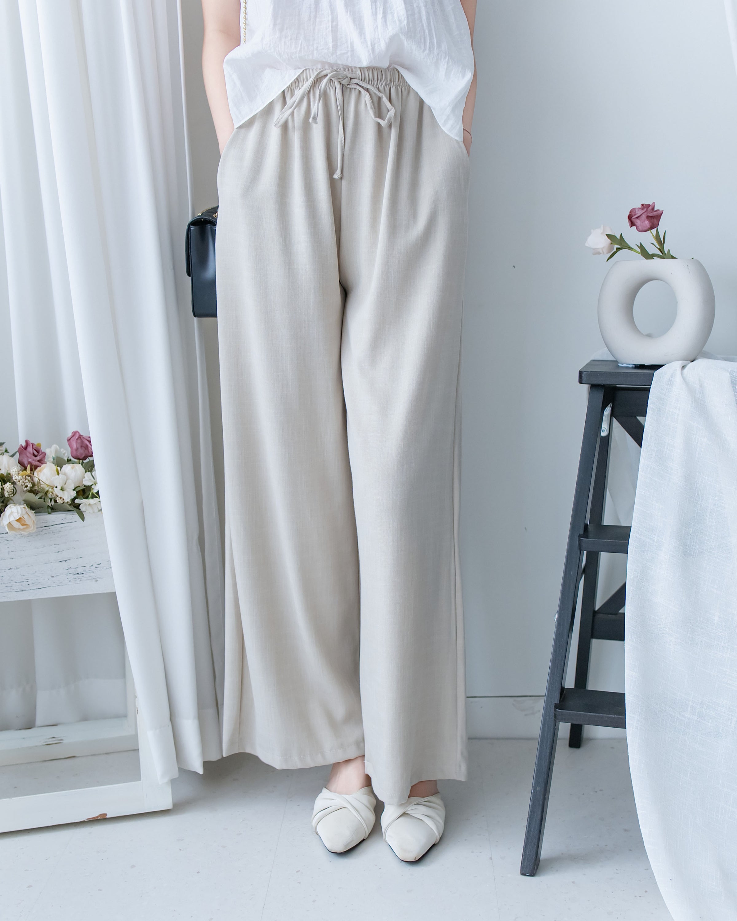 Fine Linen Pants 透氣防皺高質亞麻寬褲/PT8484