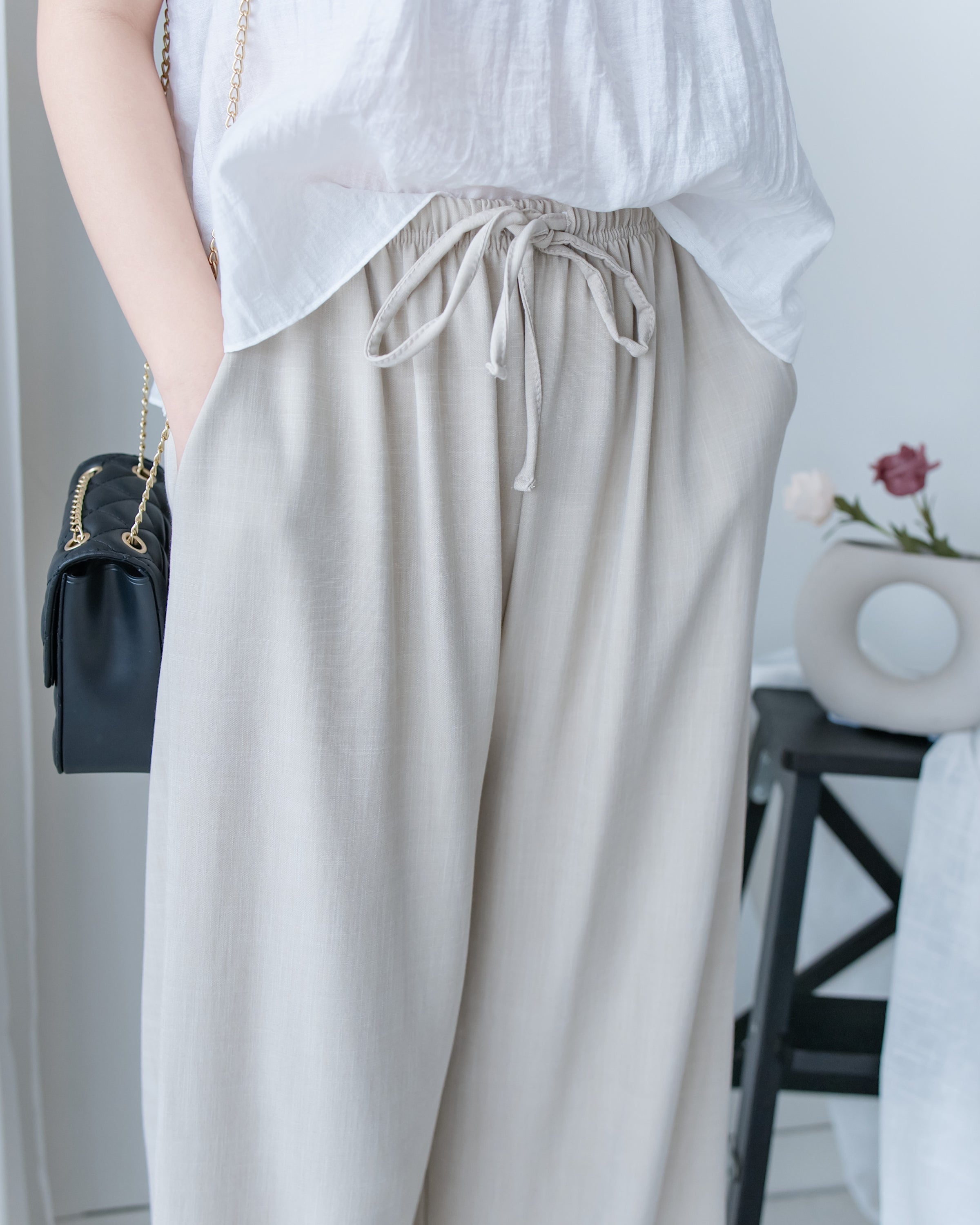 Fine Linen Pants 透氣防皺高質亞麻寬褲/PT8484