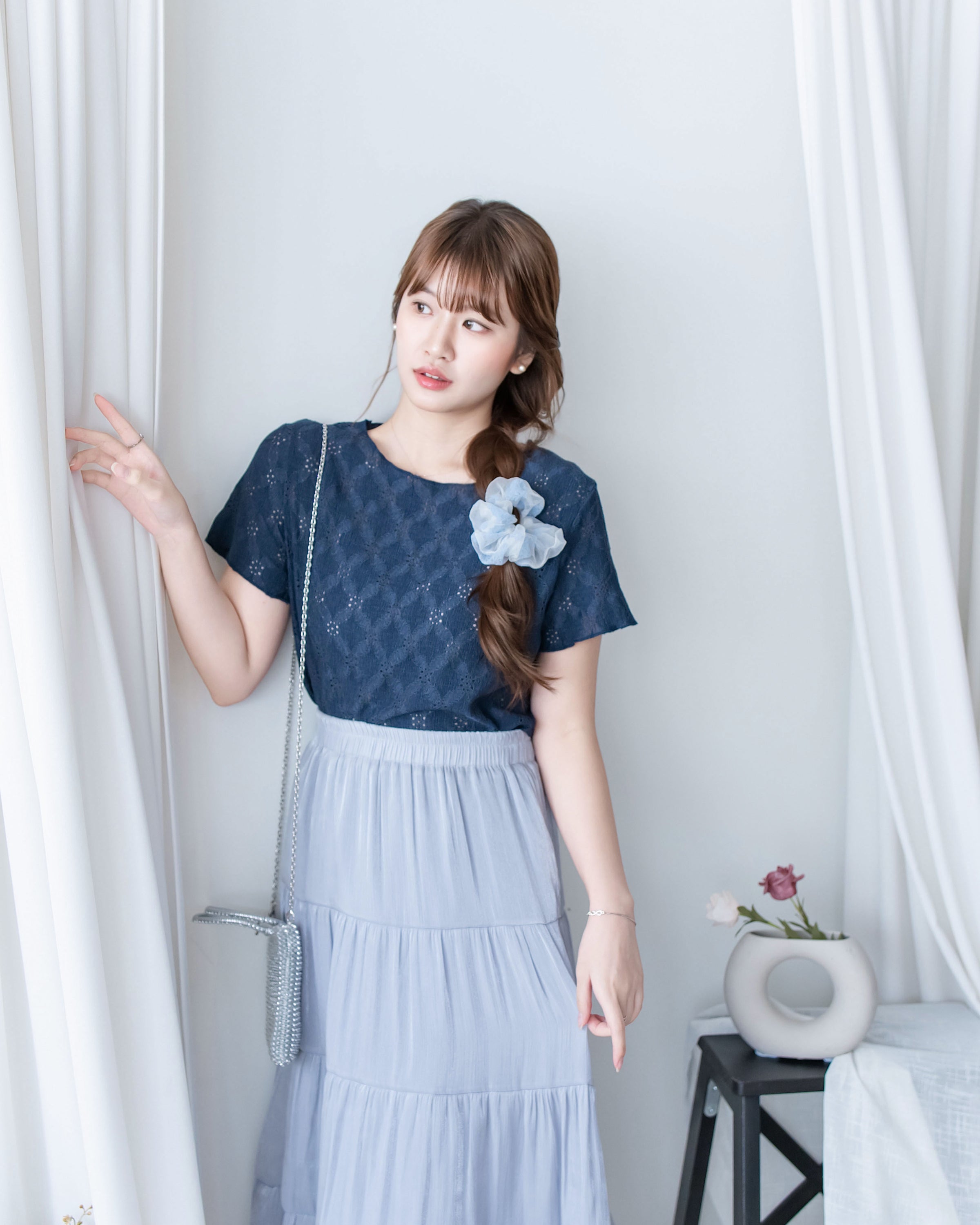 [intent label/intent製 ] Clara Skirt 輕盈高級光澤感層次長裙/ SKA8002
