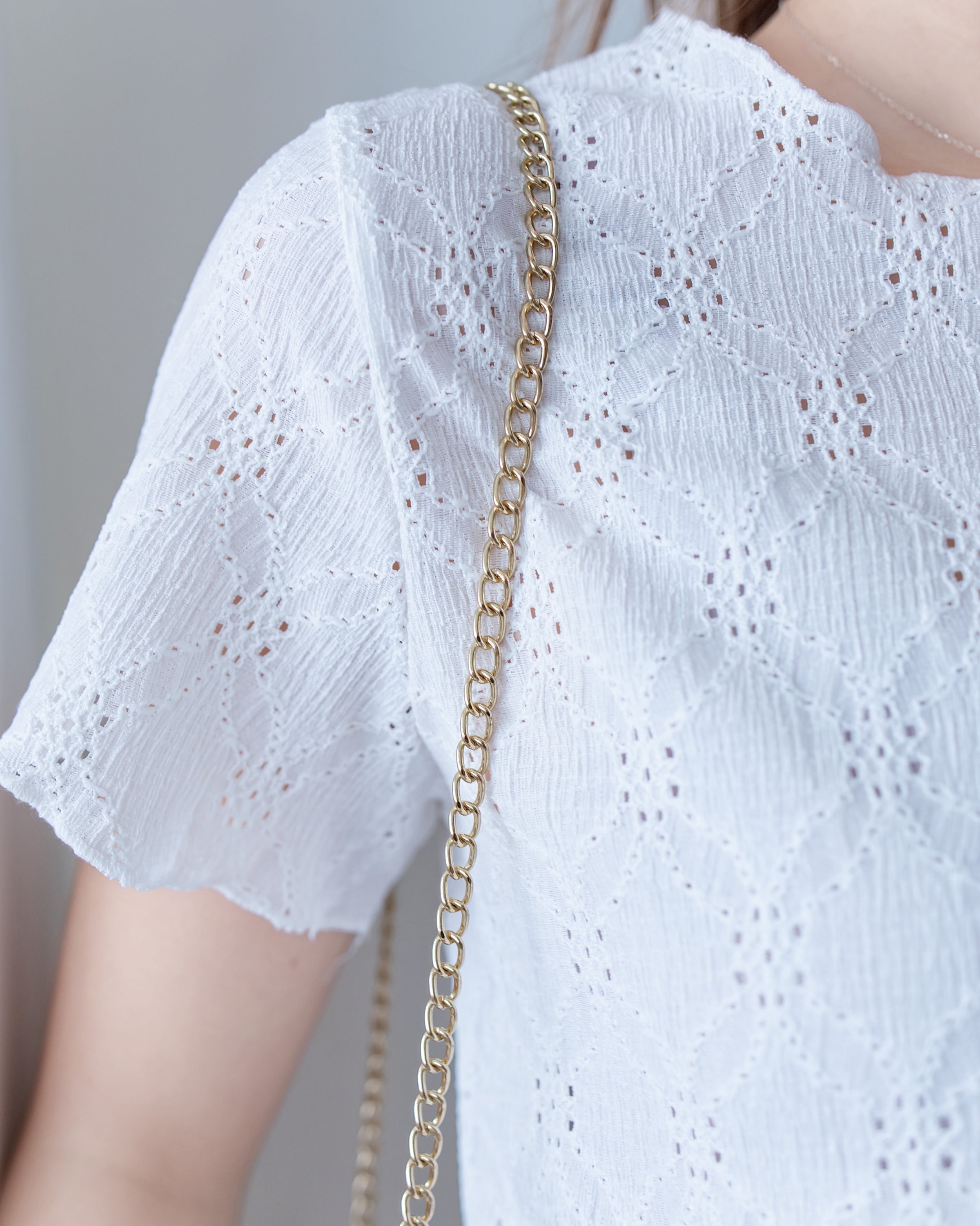 [intent label/intent製 ]  Lace Top 彈性防皺通花自然修腰花邊上衣/ TPA8003