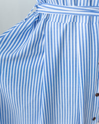Striped Shirt Dress 藍白拼接直條紋恤衫連身裙/DS1168