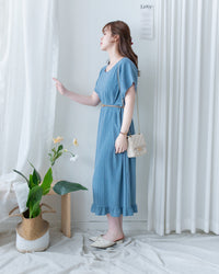 Ruffle End Dress 細緻壓紋細荷葉點綴舒適連身裙/DS1169