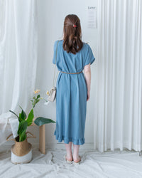 Ruffle End Dress 細緻壓紋細荷葉點綴舒適連身裙/DS1169