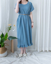 Ruffle End Dress 細緻壓紋細荷葉點綴舒適連身裙/DS1169