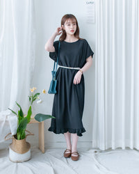 Ruffle End Dress 細緻壓紋細荷葉點綴舒適連身裙/DS1169