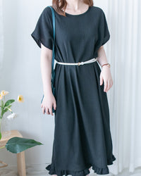 Ruffle End Dress 細緻壓紋細荷葉點綴舒適連身裙/DS1169
