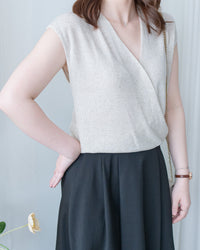 Wrap V-Neck Knit  疊領口 V 領針織小袖上衣/TP9238