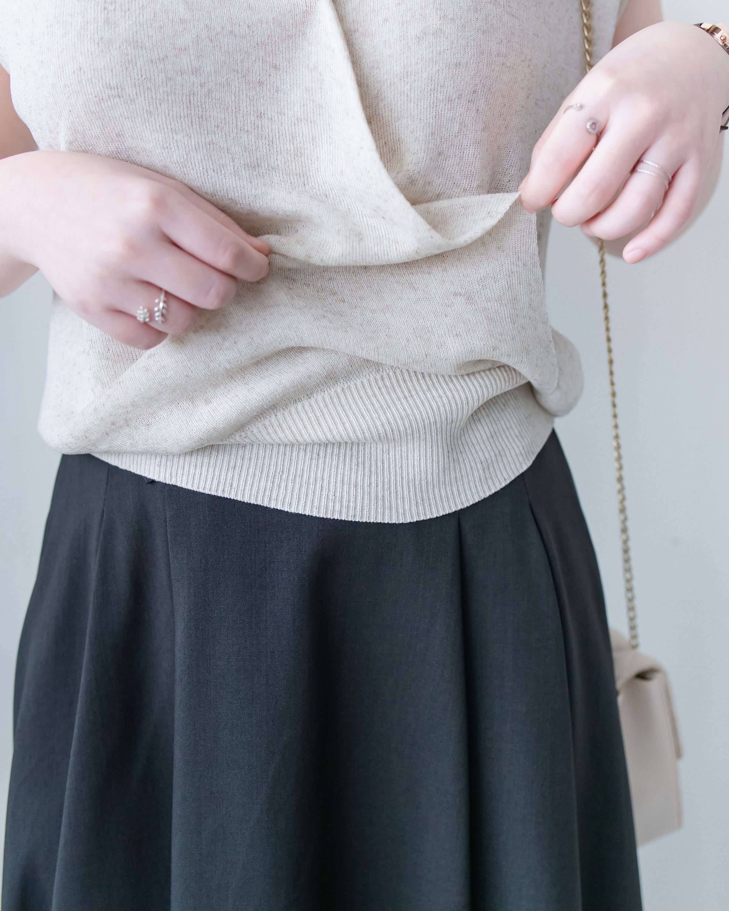 Wrap V-Neck Knit  疊領口 V 領針織小袖上衣/TP9238