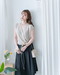 Wrap V-Neck Knit  疊領口 V 領針織小袖上衣/TP9238