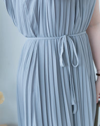 Pleated Sleeveless Dress 法式飄逸壓褶綁帶連身裙/DS1173