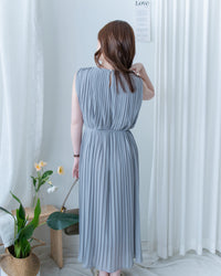 Pleated Sleeveless Dress 法式飄逸壓褶綁帶連身裙/DS1173