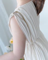 Pleated Sleeveless Dress 法式飄逸壓褶綁帶連身裙/DS1173