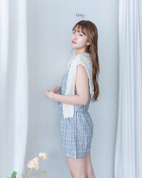 Tweed Pearl Set 小香風珍珠扣格紋兩件套/SE8120