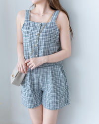Tweed Pearl Set 小香風珍珠扣格紋兩件套/SE8120