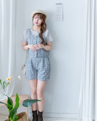 Tweed Pearl Set 小香風珍珠扣格紋兩件套/SE8120