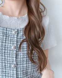 Tweed Pearl Set 小香風珍珠扣格紋兩件套/SE8120