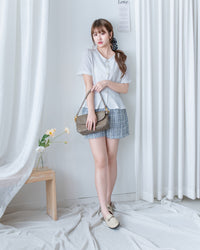 Tweed Pearl Set 小香風珍珠扣格紋兩件套/SE8120