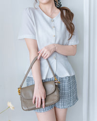 Tweed Pearl Set 小香風珍珠扣格紋兩件套/SE8120