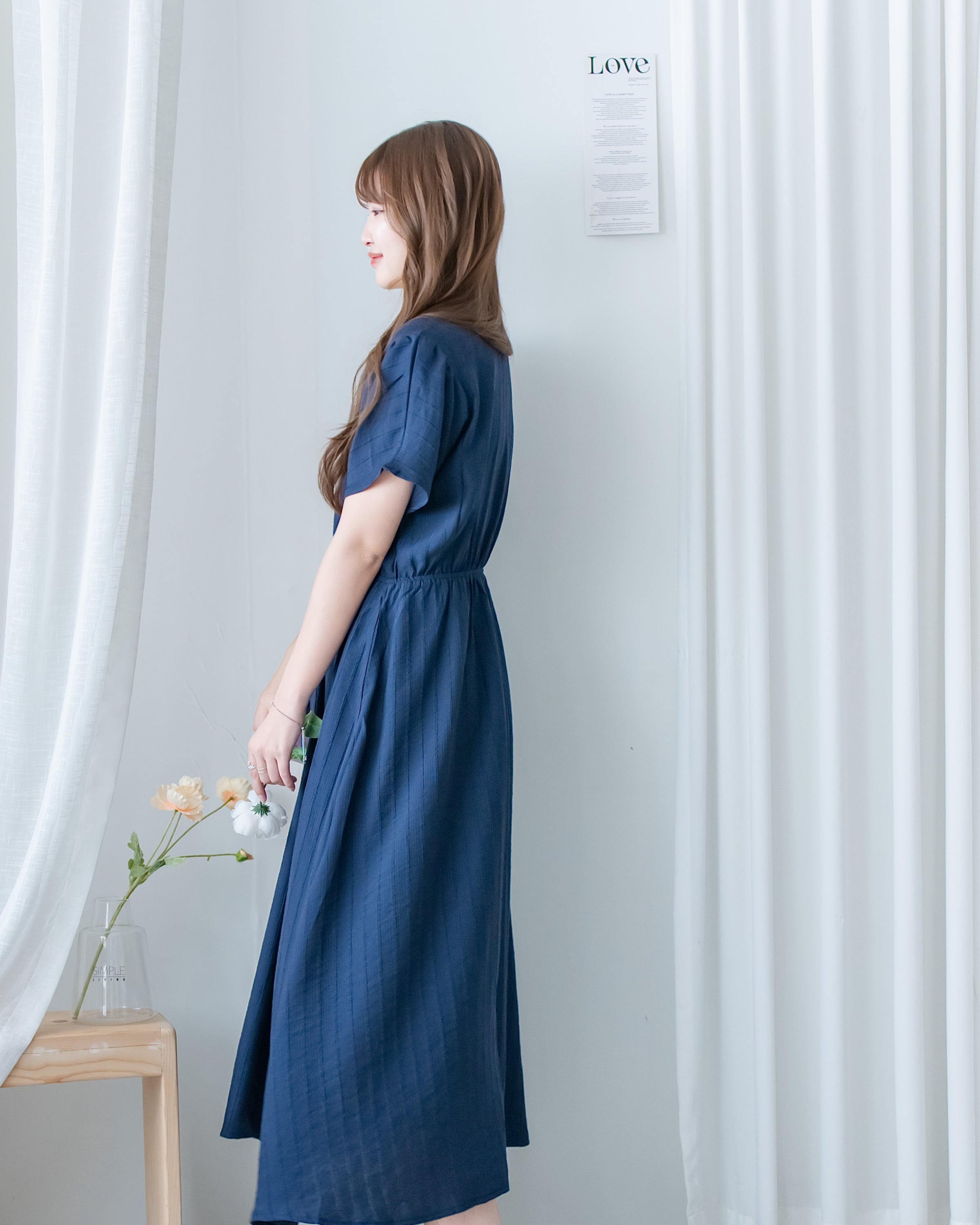 [intent label/ intent 製]  Alice Dress 前後兩穿單排鈕質感暗條紋連身裙 / DSA8010
